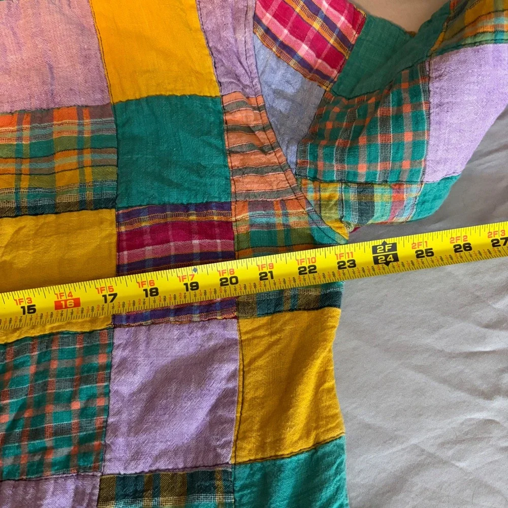 OSY Vintage Patchwork Quilted Jacket Womens Medium Multi Color Plaid‎ Boho Coat
